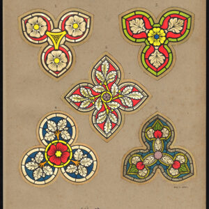 Antieke prent-GEBEKERD VENSTER-TRACERY-ORNAMENT-MUSEUM-MUNCHEN-Kolb-Federer-1884