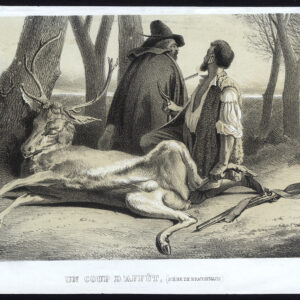 Antieke prent-DEER-JACHT-HUNTER-GEWEERJournal des Haras-1853
