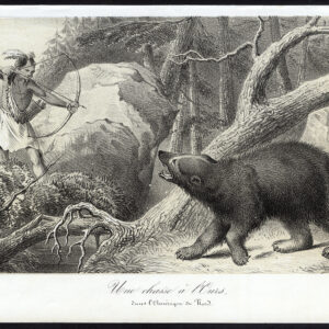Antieke prent-INDIAN-BEER-NOORD-AMERIKA-BOOG EN PIJL-Journal des Haras-1853