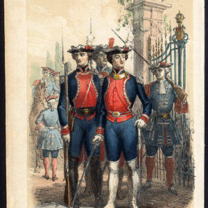 Antieke Prent-GUARDS-WALLONIË-BELGIË-GEWEER-MILITAIRE-Journal des Haras-1858