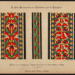 Antieke prent-GEBESMET RAAM-ORNAMENT-ESSLINGEN-MUNCHEN-Kolb-Gatternicht-1884