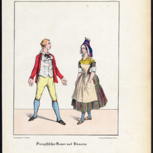 Antieke prent-BOER-FRANKRIJK-KOSTUUM-Schneider-1844