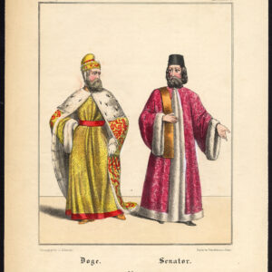 Antieke print-VENETIAANSE DOGE-SENATOR-KOSTUUM-Schneider-1844