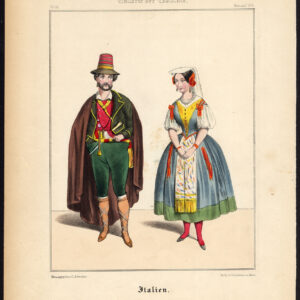 Antieke Print-ITALIË-MAN-VROUW-TRADITIONEEL KOSTUUM-Schneider-1844