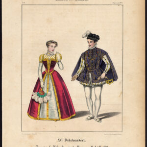 Antieke Print-FRANKRIJK-KONING CHARLES IX-COURT-KOSTUUM-JURK-Schneider-1844