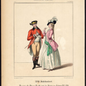 Antieke print-KONING LOUIS XVI-FRANKRIJK-BURGER-KOSTUUM-JURK-Schneider-1844