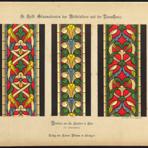 Antieke prent-GEBEKERD RAAM-ORNAMENT-ST KUNIBERT-KOLN-P13-Kolb-Gatternicht-1884