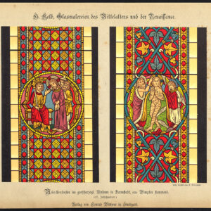 Antieke prent-GEBEKERD VENSTER-MUSEUM-DARMSTADT-WIMPFEN-P14-Kolb-Gatternicht-1884