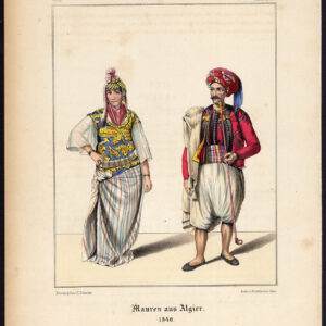 Antieke Print-MOORS-ALGERIJE-AFRIKA-KOSTUUM-JURK-Schneider-1844
