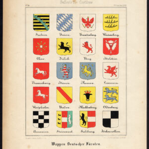 Antieke Prent-WAPENSSCHILD-KONING-DUITSLAND-Schneider-1844