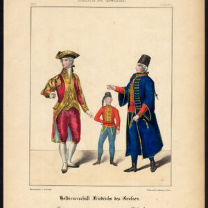 Antieke prent-FREDERICK THE GREAT-PRUSSIA-COURT-PAGE-HAJDUK-Schneider-1844