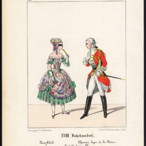 Antieke Print-FRANKRIJK-LOUIS XV-DANCING-CHEVAU LEGER-COSTUME-Schneider-1844