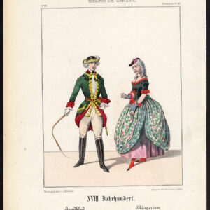 Antieke Print-FRANKRIJK-LOUIS XV-JACHT-BURGER-VROUW-KOSTUUM-Schneider-1844