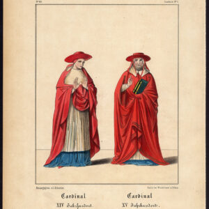 Antieke prent-KARDINAAL-15E EEUW-14-KOSTUUM-Schneider-1844