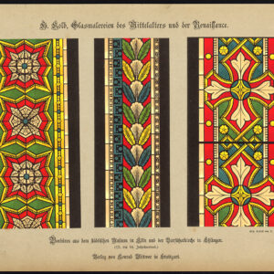 Antieke prent-GEBEKERDE RAAM-ORNAMENTEN-ESSLINGEN-KOLN-P 19-Kolb-Gatternicht-1884
