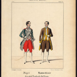 Antieke Print-PRUSSIA-SOLDIER-CHAMBERLAIN-COURT-COSTUME-Schneider-1844