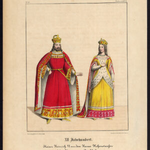 Antieke Print-HENRY VI-HOHENSTAUFEN-HEILIGE ROMEINSE KEIZER-VROUW-Schneider-1844