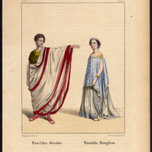 Antieke Print-ROMAANSE-SENATOR-VIRGIN-VROUW-ITALIË-KOSTUUM-Schneider-1844