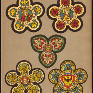 Antieke prent-GEBEKERDE RAAM-TRACERY-ORNAMENTEN-WELS-P 25-Kolb-Gatternicht-1884