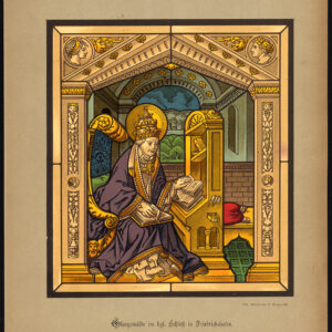 Antieke prent-GEBEKERD VENSTER-FRIEDRICHSHAFEN-KASTEEL-P 30-Kolb-Gatternicht-1884