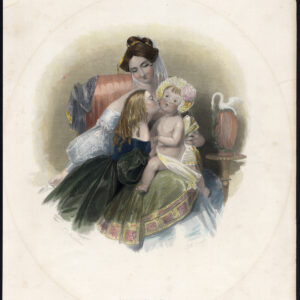 Antieke prent-MIGNONETTE-VROUW-KIND-BABY-JURK-Ridder-Meadows-1837