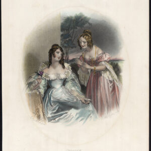 Antieke prent-TULP-JONGE VROUW-KOSTUUM-JURK-Egleton-Sharpe-1836