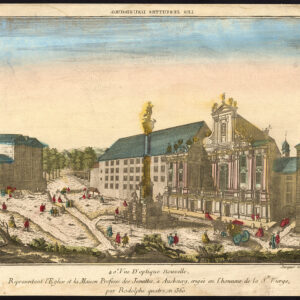 Antieke optische print-JESUITS-COLLEGE-CHURCH-AUGSBURG-DUITSLAND-VIEW-Basset-1770