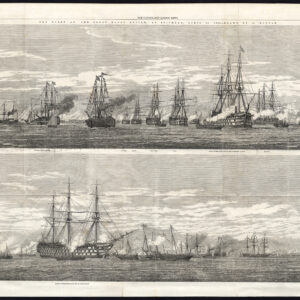 Antieke prent-NAVY-WARSHIP-NAVAL REVIEW-SPITHEAD-FLEET-PORTSMOUTH-Duncan-1856