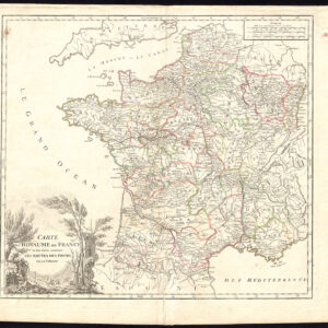 Antieke Kaart Frankrijk Post Routes De Vaugondy 1760