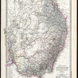 Antieke Kaart Zuidoost-Australië Stieler Petermann 1848