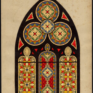Antieke prent-GEBEKERD VENSTER-THOMASKIRCHE-STRASBOURG-PL 45-Kolb-Gatternicht-1884