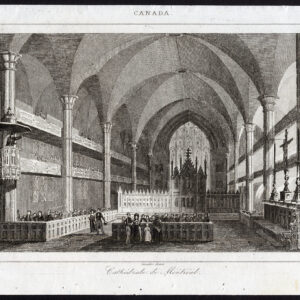 Antieke prent-MONTREAL-KATHEDRAAL-INTERIEURVIEW-CANADA-Lemaitre-1849