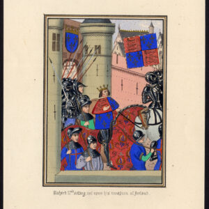 Antieke prent-RICHARD II-EXPEDITIE NAAR IERLAND-PAARD-MIDDLE LEEFTIJDEN-Froissart-1844