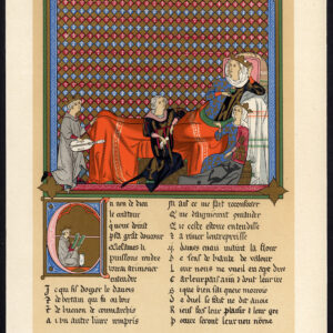 Antieke prent-ADENEZ-KONING VAN DE MINSTRELS-MIDDLE LEEFTIJDEN-MINIATUUR-Lacroix-1868