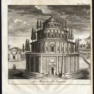 Antieke prent-MAUSOLEUM-KEIZER AUGUSTUS-CAMPUS MARTIUS-ROME-ITALIË-1700