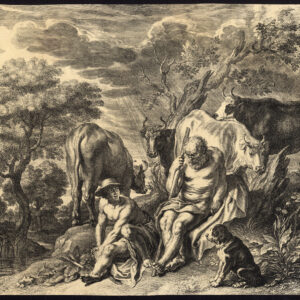 Antieke Master Print-PASTORALE SCÈNE-VEE-KOEIEN-LANDSCHAP-ca. 1870