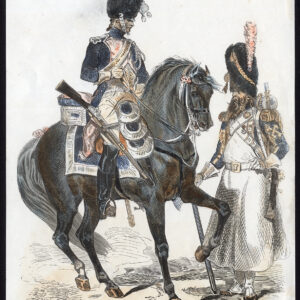 Antieke prent-MILITARY-FRANCE-ELITE GENDARMES-GRENADIER-Lacoste-De Moraine-1845