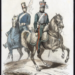 Antieke prent-MILITARY-FRANCE-HONOR GUARD-PAARD-Lacoste-Lami-1845