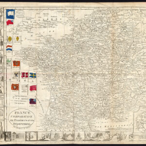 Antieke Kaart Frankrijk Provincies Departementen Corsica Flags 1800