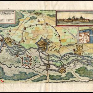 Antieke Kaart Benfeld Frankrijk Fort Belegering Oorlog Merian 1650