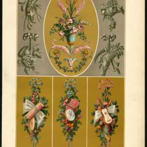 Antieke prent-DESIGN-ORNAMENT-18E EEUW-BLOEMEN-Racinet-ca. 1870