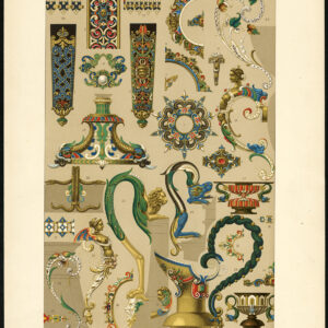 Antieke prent-DESIGN-ORNAMENT-17e-16e eeuw-LXII-Racinet-ca. 1870