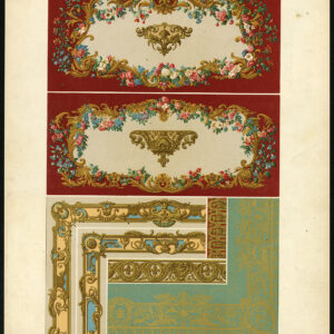 Antieke druk-DESIGN-ORNAMENT-18E EEUW-XCII-Racinet-ca. 1870