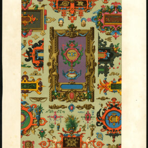 Antieke druk-DESIGN-ORNAMENT-16e-17e eeuw-LXXII-Racinet-ca. 1870