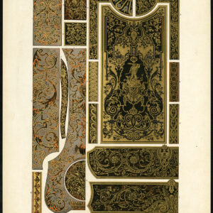 Antieke prent-17e eeuw-18e-DESIGN-ORNAMENT-Racinet-ca. 1870