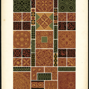 Antieke prent-DESIGN-ORNAMENT-Middeleeuwen-Middeleeuws-XLVI-Racinet-ca. 1870