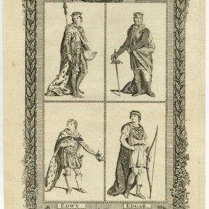 Antieke prent-ENGELAND-KONING-EDMUND-EDRED-EDWY-EDGAR-PLATE 3-Metz-Grignion-1784