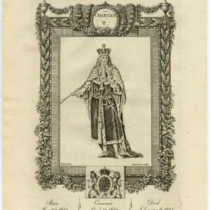 Antieke prent-ENGELAND-KONING CHARLES II-PORTRET-Wale-Grignion-1784