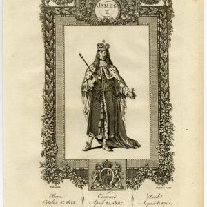 Antieke prent-ENGELAND-KING JAMES II-PORTRET-Wale-Grignion-1784