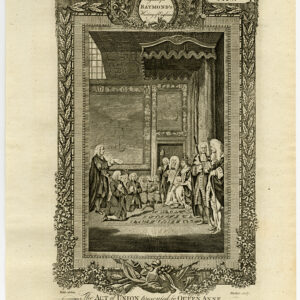 Antieke prent-ENGELAND-KONINGIN ANNE-DUKE-ACT OF UNION-Walker-1784